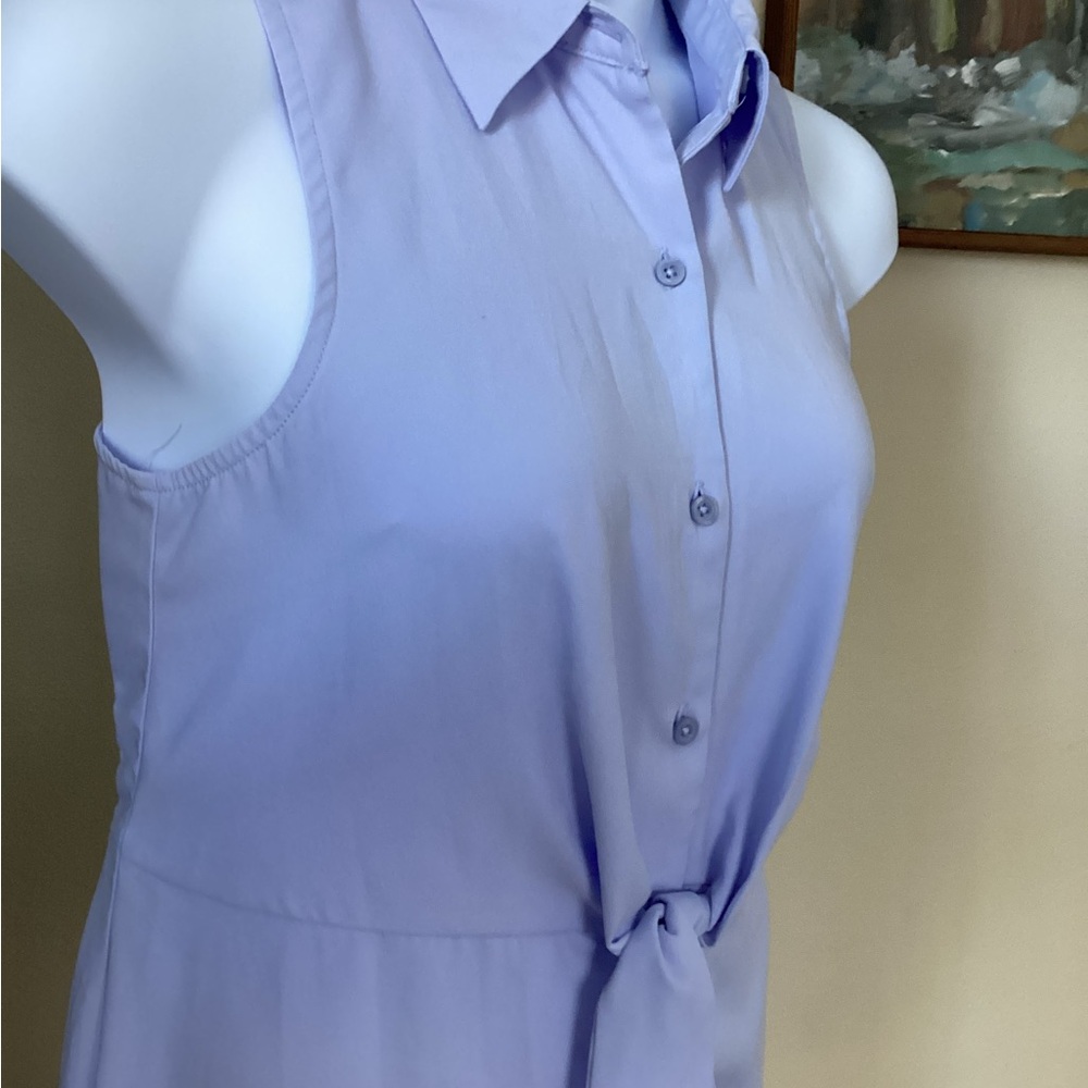 Nine West Light Blue Sleeveless Button-Down Tie Waist Dress NWOT